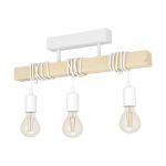 Eglo Deckenleuchte Townshend Stahl Weiß Holz | IP20 - Geeignet für 3x E27 